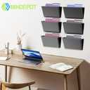 MINDEPOT 6 Pockets Acrylic Wall File Organizer, Clear Wall File Holder, Plastic Hanging Wall File Holder for Office, School and Home, Black