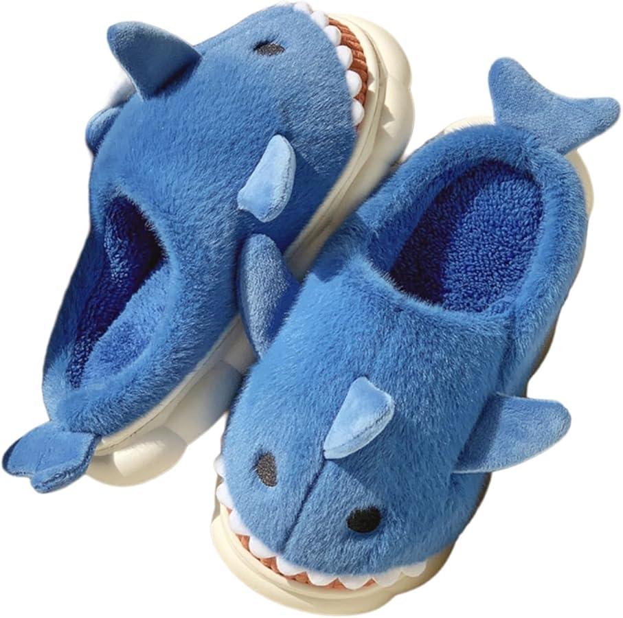 Fluffy Shark Slippers for Women – Cozy Plush House Slippers with Chunky Non-Slip Sole – Funny Cartoon Animal Slippers for Indoor Comfort & Warmth 7
