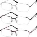 NOVIVON Pack Reading Glasses Men/Women, Eyeglasses, Blue Light Readers for Men/Women, Computer Eye Glasses, Cheaters
 3 Pack 2.5