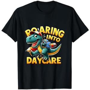 Roaring Into Daycare First Day of Daycare T-Rex Dinosaur T-Shirt Red