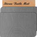 Stone Bath Mat, 2 Pack Diatomaceous Earth Shower Mat, Non-Slip Super Absorbent Quick Drying Bathroom Floor Mat, 24x15, Grey