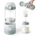 Grownsy Detachable Portable Bottle Warmer for Travel, All-in-One BPA-Free Shatterproof Non-Glass Milk Warmer with Nipple, Dual Heating Modes for Breastmilk & Formula, Fast Heating & Long Battery Life