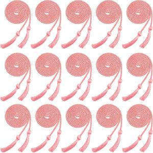 15 Pieces Graduation Honor Cord Braided Honor Cords with Tassels for Graduation Students (Pink)