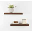 Mainstays Walnut 16.5" Wood Floating Shelves, Set of 2, Walnut
