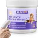 HICC Pet Teeth Cleaning Wipes for Dogs & Cats, Vet-Recommended Remove Bad Breath & Plaque & Tartar Buildup Dog Finger Toothbrush Wipes, Dog Tooth Brushing Kit Remove Stain & Gum Care for Small Animal (50 Count (Pack of 1))