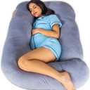 Pharmedoc Pregnancy Pillows, U-Shape Full Body Pillow -Removable Cover Jumbo Size - Grey - Pregnancy Pillows for Sleeping - Body Pillows for Adults, Maternity Pillow and Pregnancy Must Haves