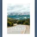 11x14 Picture Frame with 8x10 Mat Navy Blue, Display 8x10 with Mat or 11x14 Without Mat, Wood 11 by 14 Photo Frame, 11 x 14 Frame for Wall Hanging Display, Navy Blue