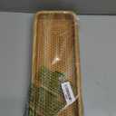 Sumnacon 16 Inch Rattan Bathroom Vanity Tray - Decorative Wicker Toilet Tank Tray for Paper Hand Towel, Vintage Storage Basket Bin for Bathroom Kitchen Toilet Tank Vanity Countertop Table Shelf (Yellow)