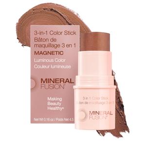 Mineral Fusion 3-in-1 Color Stick - Nourishing Cream Tint for Cheek, Lip and Eye - Blendable, Lightweight Coverage - Travel Friendly, Hypoallergenic, Paraben Free (Magnetic)