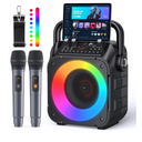 Karaoke Machine, Portable Bluetooth Speaker with 2 Wireless Microphones for Adults & Kids with Lights, Karaoke Microphone with PA System Supports USB/TF/FM/AUX for Home Party Home System Packages