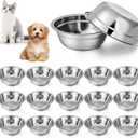 Nuanchu 15 Pcs Pets Bowl Bulk Stainless Steel Dog and Cat Bowls Metal Small Puppy Raised Food and Water Dish for Cage (33.8 oz)