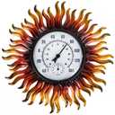 Outdoor Thermometer Waterproof with Humidity, 13.5 Inch Wall Large Number Easy to Read Outdoor Thermometer, Decorative Outside Thermometer, for Patio, Garden (Sun)