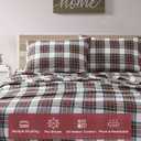 Comfort Spaces Cotton Flannel Sheets Queen Size, Ultra Soft Flannel Sheet Set with 14" Elastic Pocket , Plain Print Warm Flannel Bedding, Scottish Plaid Red 4 Piece