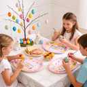 2 x 100Pcs Easter Party Oval Paper Plates Napkins Set, Oval Disposable Party Dinner Dessert Plates and Napkins for Easter Spring Holiday Party Supplies
