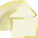 SUNEE 50 Sheets Certificate Papers - Blank Gold Foil Border, 8.5x11 for Diploma, Certificates, Participation Awards, Document Cardstock Paper and Inkjet Printer Friendly (Ivory)