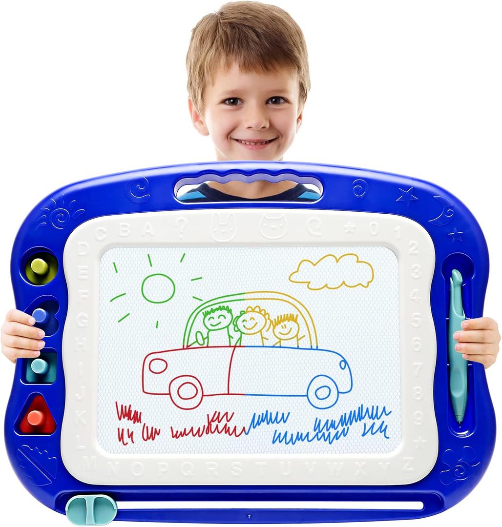 Magnetic Drawing Board,Large Doodle Board Toddler Toys for Girls Boys 3 4 5 6 7 Year Old Kids Gift Etch A Colorful Sketch Magnet Erasable Pad (Blue)
