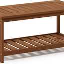 Furinno FG18508 Tioman Hardwood Patio Furniture 2-Tier Coffee Table in Teak Oil, Natural (17.8"D x 35.3"W x 17.0"H (2 tier))