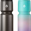 WEMEET Lightweight Cycling Water Bottle 2-Pack, Fits Most Bike Cages, Squeeze Water Bottle for Cycling, Running, Fitness(Black & Green Pink Purple, 32oz)