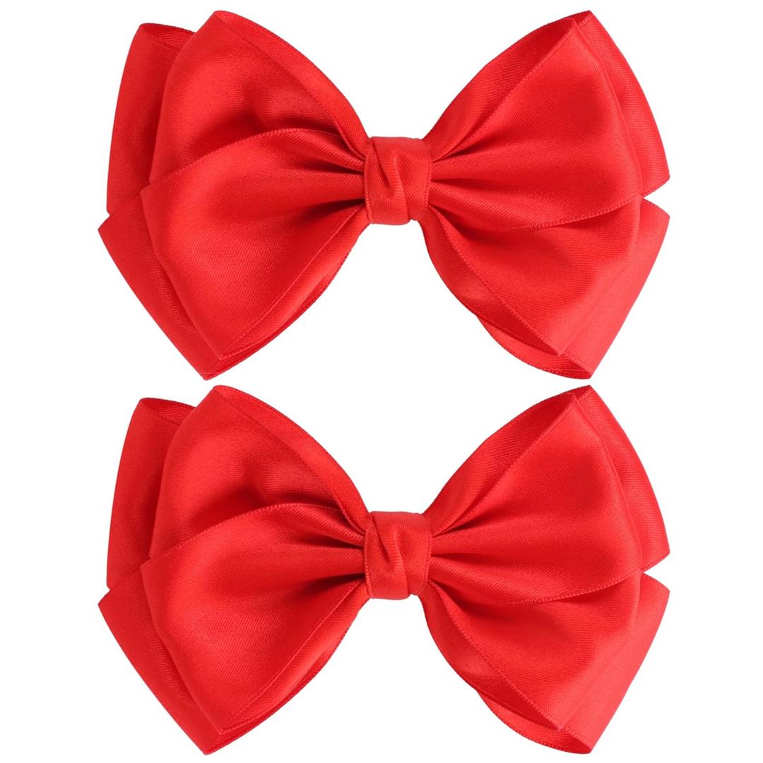 Large Big 6 Inch Hair Bows for Girls Thick Ribbon Boutique Alligator Clips Hair Accessories for Baby Girls Toddlers Kids Teens 2 PCS (Red) (1 Count (Pack of 2))