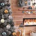 Syhood 12 Pcs Vintage Christmas Ball Ornaments 2.36'' Neutral Textured Christmas Ornaments Rustic Distressed Xmas Farmhouse Holiday Decor for Xmas Tree(Dark Color,Retro Style)