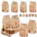 LOMIMOS 24 Pcs Small Christmas Treat Boxes,Mini Kraft Gingerbread House Boxes Christmas Candy Goodie Bags with Gift Tags for Xmas Party Favors Gifts Wrapping Classroom Prizes Stocking Stuffers