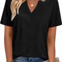 Zeagoo Womens Tops Short Sleeve V Neck Tee Shirts Cute Dressy Casual Clothing Business Work Blouse (Black, XXL)