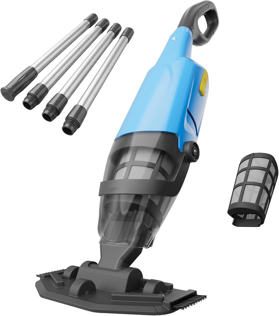 Pool Vacuum for Above Ground Pool, 18GPM Powerful Suction/87” Extension Pole/60Mins Runtime, Spot Fast Cleaning Cordless Handheld Pool Vacuum Cleaner for Spas Inground Above Ground Pool Vacuums