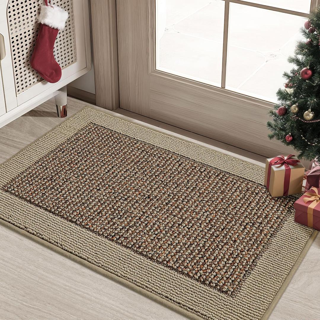 BEQHAUSE Indoor Door Mat 20" x 32", Dirt Trapper Door Mats Non-Slip Entryway Rugs Washable, Resist Dirt Absorbent Welcome Mat, Low Profile Floor Mats for Front Back Door and Entryway, Taupe