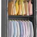 VIPEK R2C Medium Rolling Garment Rack with Cover Heavy Duty Clothes Rack Adjustable Clothing Rack for Hanging Clothes Portable Closets with Double Rods, Wardrobe on Wheels, Black Rack with Grey Cover