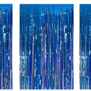 3 Pack Foil Curtain Backdrop Blue Metallic Tinsel Foil Fringe Curtains Photo Booth Props for Birthday Wedding Engagement Baby Shower Bachelorette Christmas Holiday Celebration Party Decorations,
