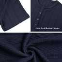 Mens Shirts Short Sleeve Jacquard Henley Shirts Casual Basic Tee Button Fashion Soild T Shirts (L)