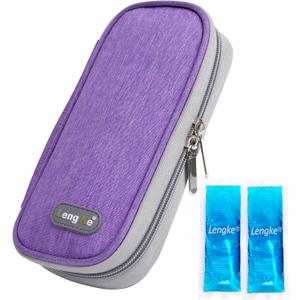 Leng Ke Insulin Cooler Travel Case TSA Approved Ice Packs,Insulin Travel Case for Insulin Pen, Insulin Supplies, Portable Insulin Pen Cooler Travel Case for Travel and Daily Life (Purple)