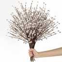 Winter Decorations 12Pcs Artificial Berry Stems White Berry Picks for Christmas Holiday Home Centerpieces Decor (Cream)