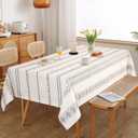 MYSKY HOME Boho Rectangle Tablecloth 60x84 Inches Linen Fabric Oblong Table Cover Farmhouse Decoration Waterproof Classic Bohemian Tablecloth for 4 Feet Table, Indoor and Outdoor Use, Grey Tablecloth
