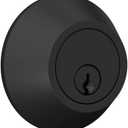 Deadbolt with Round Trim, Keyed 1 Side, Matte Black Finish