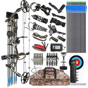 Compound Bow Kit, Hunting & Targeting, Limb Made in USA, Draw Weight 0-70 lbs Adjustable, Draw Length 9-31",up to IBO 325FPS Speed, Package with Archery Hunting Accessories (Camo) Compound Bow Kit, Hunting & Targeting, Limb Made in USA, Draw Weight 0-70 lbs Adjustable, Draw Length 9-31",up to IBO 325FPS Speed, Package with Archery Hunting Accessories (Camo)