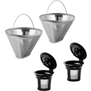 Coffee Filter for Ninja Dual Brew Coffee Maker, 2 Pack K Cup Reusable Coffee Pods and 2 Pack Coffee Maker Filter