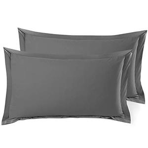 Nestl Soft Pillow Shams Set of 2 - Double Brushed Microfiber Pillow Covers - Hotel Style Premium Bed Pillow Cases, with 1.5” Decorative Flange, King 20"x36" - Gray