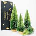 Mini Christmas Tree, Gradation Green Bottle Brush Trees Small Pine Tree with Wooden Bases for Xmas Holiday Party Home Tabletop Tree Decor (4pcs)