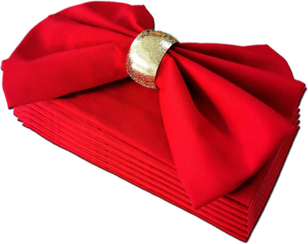Cloth Napkins Set of 6, 100% Cotton Dinner Napkins for Everyday Use Reusable, Perfect as Christmas Thanksgiving Dining Kitchen Table Decoration (Red)