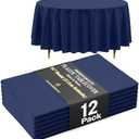 Exquisite 66% Thicker Premium Navy Blue Round Tablecloth 0.5 Mil 11 Pack Plastic Table Cloth Disposable 84 Inch Round Plastic Tablecloth Won't Tear Easily Like Cheap Thin Brands