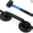 Floor Gap Fixer Tool, Glass Suction Cups,Heavy Duty Aluminum Suction Cups,Double Suction Cup Wiht Mallet For Lift Large Glass/Tile Lifter/Moving Glass/Pad for Lifting/Dent Puller (1+1 Pack)(Black)