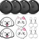 Air Tracker Tags-4 Pack and 4 Free Leather Keychain Holder Work with Apple Find My (iOS Only), Bluetooth Tracker Key Finder, Replaceable Battery Smart Tag Item Locator for Keys, Wallet, Luggage (Olive black)