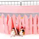 Guinea Pig Hideout - Guinea Pig Corner Hideout, Four-Sided Fringes, Rectangular Top and Washable Hides, Suitable Hides for Guinea Pigs and Rabbit, No Metal Fences, Pink (23"L x 11.7"W x 11.2"TH)