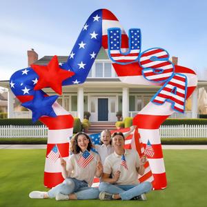 8ft 4th of July Inflatable Arch 250th Anniversary Outdoor Decoration Patriotic Independence Day Blow up USA Red White and Blue Star Arch with LED Light for Memorial Day Party Yard Decor