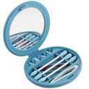 Strogem Reusable Cotton Swabs with 1 Mirror for Makeup Application and Cleaning, Multifunctional Portable Washable Silicone Q-Tip (Blue)