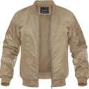 MAGNIVIT Men's Lightweight Bomber Jacket Windbreaker Casual Fall Spring Outdoor Coat (Beige, XXL)