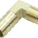 2 Pcs Brass Hose Barb Fitting 90 Degree Elbow Adapter 1/2" Barb x 1/4 NPT Male Pipe