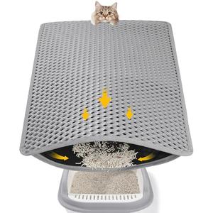 Double Layer Cat Litter Mat, 24x15 Inch Waterproof Litters Box Mat, Non-Slip Cat Mat for Litter Box