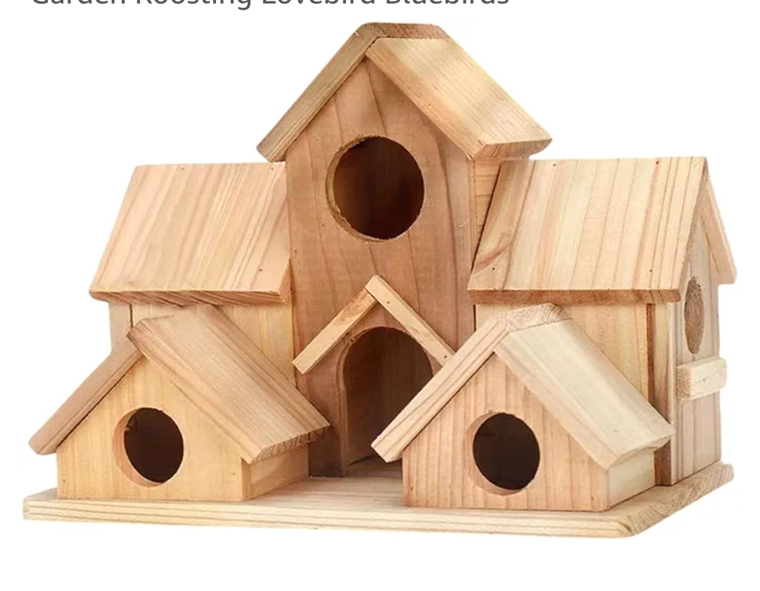 Hummingbird Nest Wood Bird House Backyard Home Decor Birdhouse Hanging Hut for Yard Garden Roosting Lovebird Bluebirds